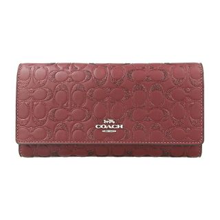 コーチ(COACH)の新品 コーチ COACH 長財布 ボックス トライフォールドウォレット ワインレッド(財布)