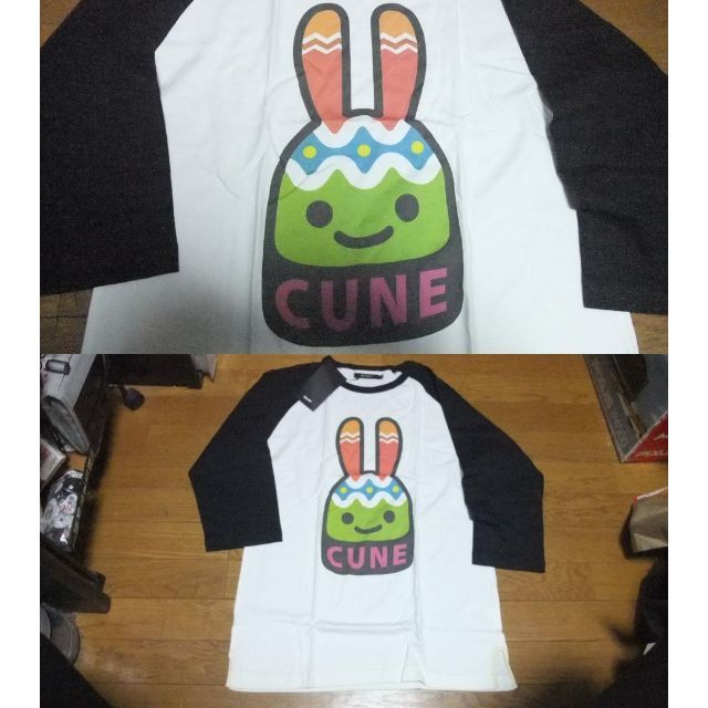 レディース 新品 総柄 ワッフル ラグラン Tシャツ cune キューン