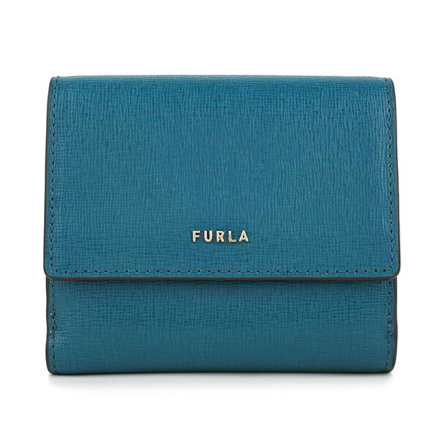 新品 フルラ FURLA 2つ折り財布 バビロン S コンパクトウォレット ブルー 青 ベージュ