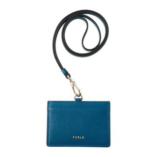 フルラ(Furla)の新品 フルラ FURLA カードケース リンダ バッジホルダー ブルー 青 ベージュ(名刺入れ/定期入れ)