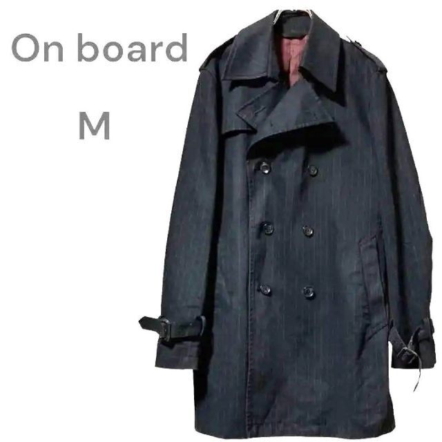 On board トレンチコート M 黒 ストライプ メンズ