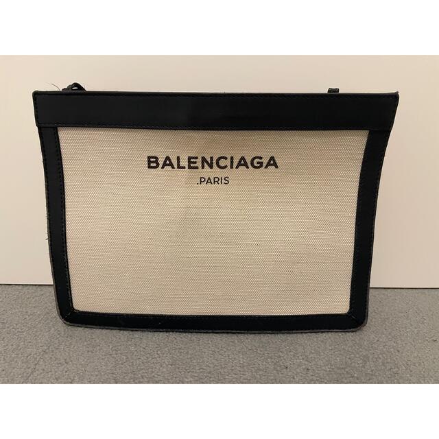 BALENCIAGA キャンバス　ネイビーポシェット　ネイビー　ホワイト付属品