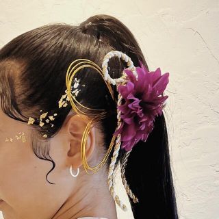 金箔　水引　成人式　卒業式(ヘアアクセサリー)