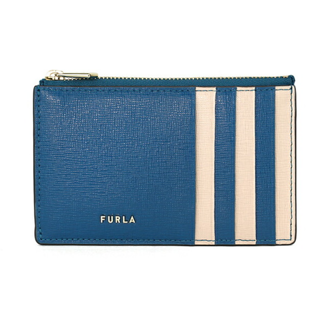 新品 フルラ FURLA カードケース バビロン カードケース ブルー ライトベージュ