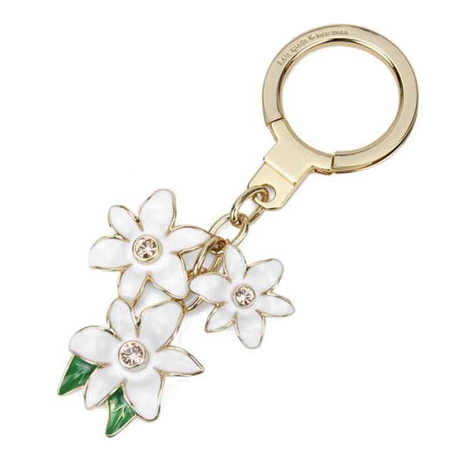 約115×55×08モチーフ新品 ケイトスペード kate spade キーホルダー ENAMEL FLOWER エナメル フラワー ホワイト マルチ