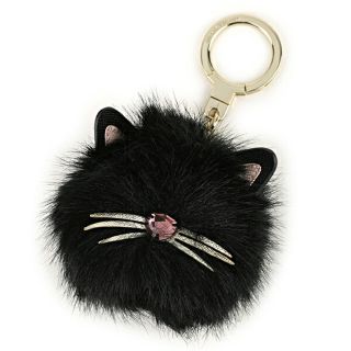 ケイトスペードニューヨーク(kate spade new york)の新品 ケイトスペード kate spade キーホルダー CAT POUF KEYCHAIN ブラック 黒(キーホルダー)