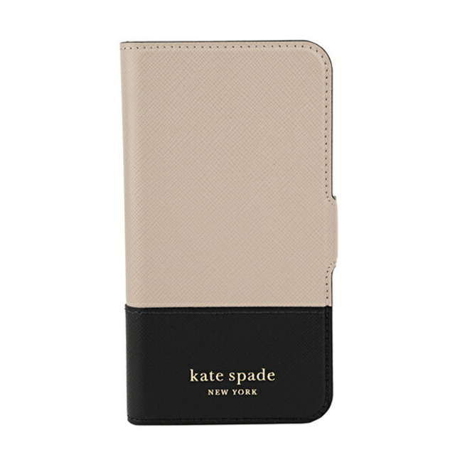 kate spade new york(ケイトスペードニューヨーク)の新品 ケイトスペード kate spade スマートフォンケース SPENCER MAGNETIC FOLIO ウォームベージュ/ブラック スマホ/家電/カメラのスマホアクセサリー(iPhoneケース)の商品写真