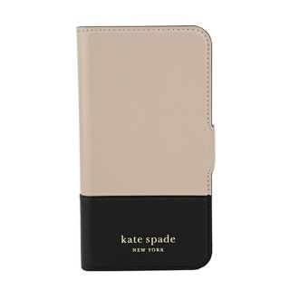 ケイトスペードニューヨーク(kate spade new york)の新品 ケイトスペード kate spade スマートフォンケース SPENCER MAGNETIC FOLIO ウォームベージュ/ブラック(iPhoneケース)