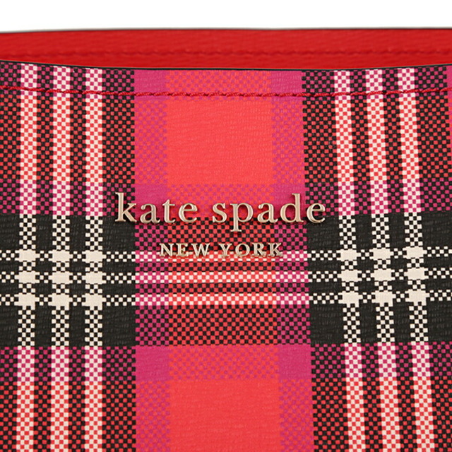 kate spade new york(ケイトスペードニューヨーク)の新品 ケイトスペード kate spade トートバッグ FOLIAGE PLAID LARGE TOTE レッドマルチ レディースのバッグ(トートバッグ)の商品写真