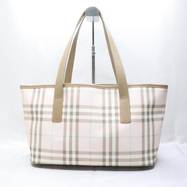 BURBERRY バーバリー トートバッグ ノバチェック PVC レザー ピンク BURBERRY バーバリー トートバッグ ノバチェック PVC レザー ピンク