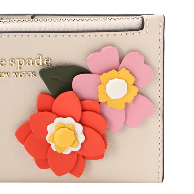 新品 ケイトスペード kate spade 2つ折り財布 スリム バイフォールド ウォレット ライトベージュ マルチ