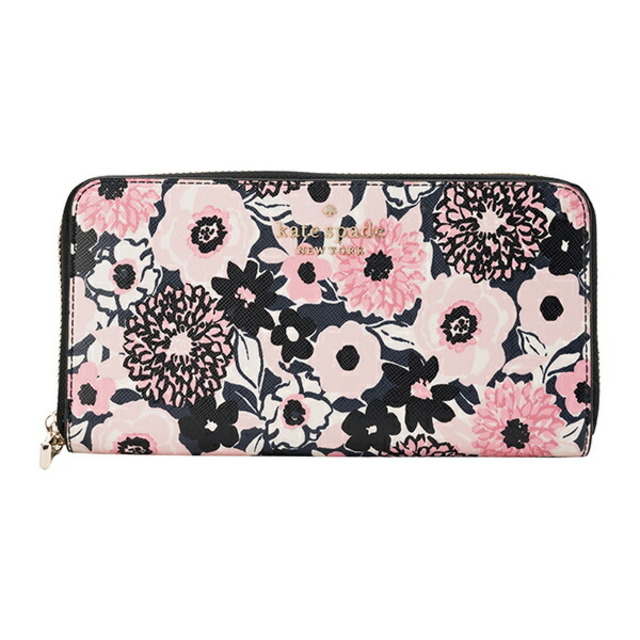 新品 ケイトスペード kate spade 長財布(ラウンドファスナー) DAHLIA FLORAL PRINT LARGE CONTINENTAL WALLET ピンクマルチ