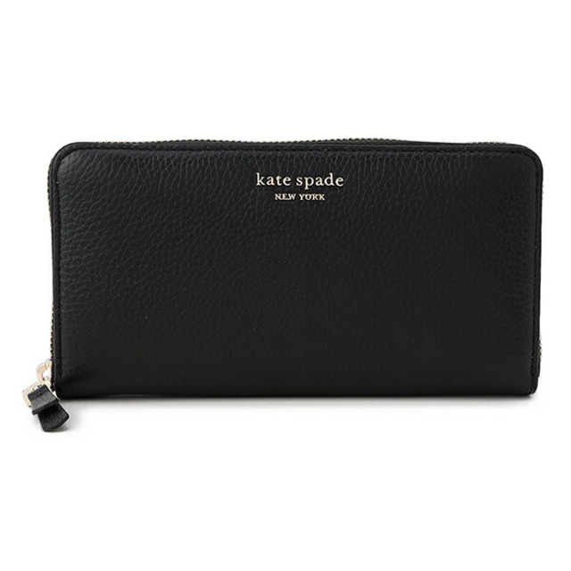 新品 ケイトスペード kate spade 長財布(ラウンドファスナー) ZIP AROUND CONTINENTAL WALLET ブラック牛革ファスナー式開閉内側