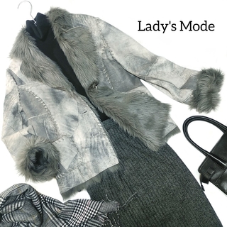 Lady's Mode ✿ フェイクムートン ファー コート グレー M 個性的