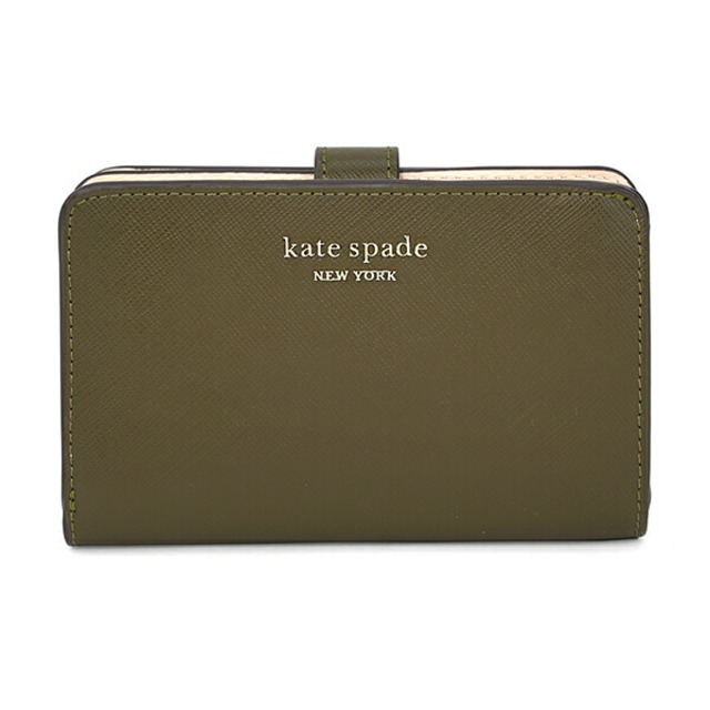 新品 ケイトスペード kate spade 2つ折り財布 コンパクト ウォレット カーキ グリーン