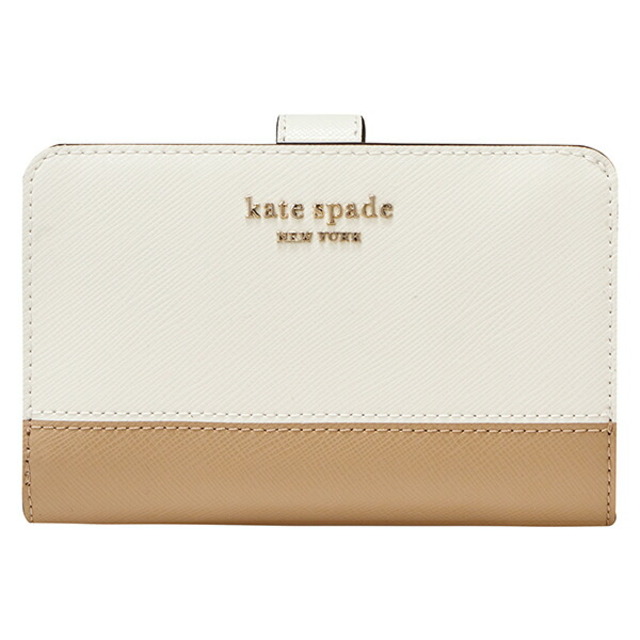 新品 ケイトスペード kate spade 2つ折り財布 コンパクト ウォレット パーチメント/ローピーカン