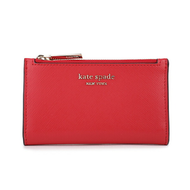 約H8×W14×D2本体重量新品 ケイトスペード kate spade 2つ折り財布 スリム バイフォールド ウォレット レッド 赤