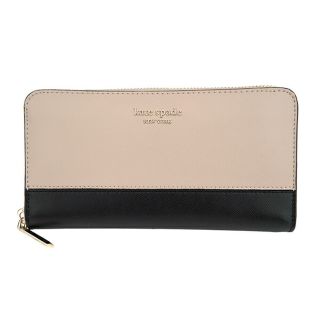 ケイトスペードニューヨーク(kate spade new york)の新品 ケイトスペード kate spade 長財布(ラウンドファスナー) ジップ アラウンド コンチネンタル ウォレット ウォームベージュ/ブラック(財布)