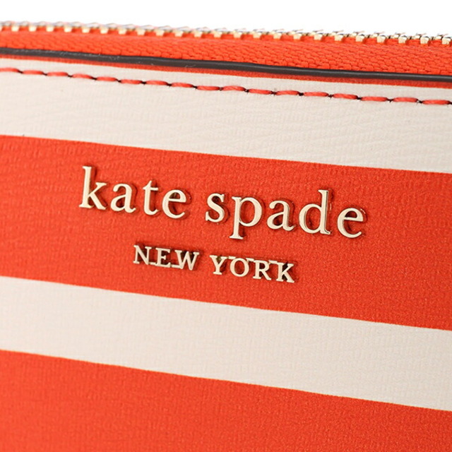 新品 ケイトスペード kate spade 長財布(ラウンドファスナー) ストライプ ジップ アラウンド コンチネンタル ウォレット オレンジ
