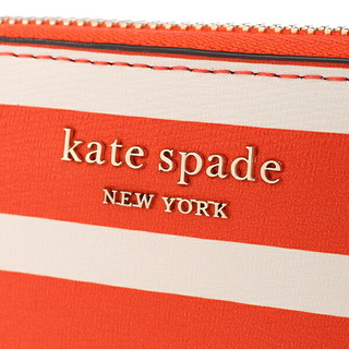 新品 ケイトスペード kate spade 長財布(ラウンドファスナー) ストライプ ジップ アラウンド コンチネンタル ウォレット オレンジ