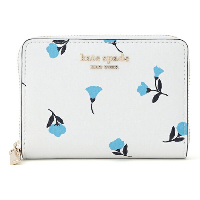 kate spade new york(ケイトスペードニューヨーク)の新品 ケイトスペード kate spade カードケース DAINTY BLOOM ZIP CARD CASE オプティックホワイトマルチ レディースのファッション小物(名刺入れ/定期入れ)の商品写真