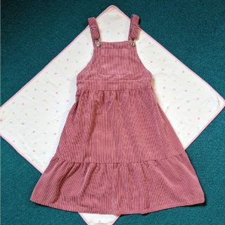 ザラキッズ(ZARA KIDS)のZARA　くすみピンクのコーデュロイジャンバースカート　ワンピース　140　ザラ(ワンピース)