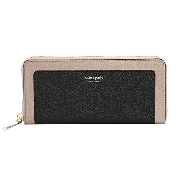 約9×19×22本体重量新品 ケイトスペード kate spade 長財布(ラウンドファスナー) SLIM CONTINENTAL WALLET ブラック/ウォームトープ