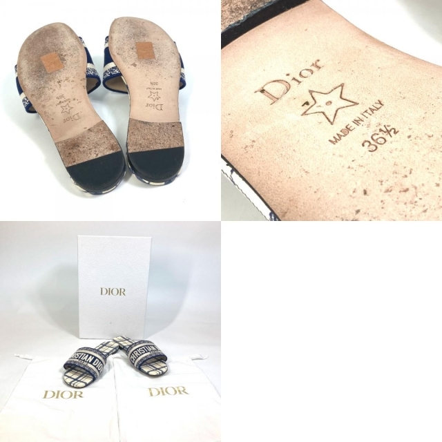 Dior(ディオール)のディオール Dior DWAY ミュール KCQ209CND  リビエラ 靴 チェック フラットサンダル サンダル キャンバス ブルー レディースの靴/シューズ(サンダル)の商品写真