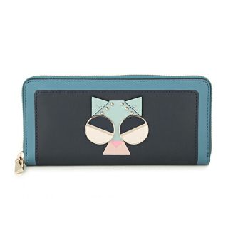 ケイトスペードニューヨーク(kate spade new york)の新品 ケイトスペード kate spade 長財布(ラウンドファスナー) KITTEN SLIM CONTINENTAL ブレザーブルーマルチ(財布)