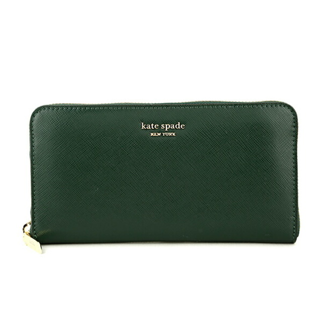 新品 ケイトスペード kate spade 長財布(ラウンドファスナー) ZIP AROUND CONTINENTAL WALLET ディープエバーグリーンレザーファスナー式開閉内側