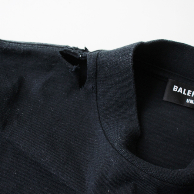 2022SS BALENCIAGA バレンシアガ バンドロゴプリント オーバーサイズ ロングTシャツ L/ブラック 男女兼用  JPタグ【2400013085144】