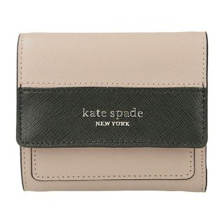 ケイトスペードニューヨーク(kate spade NEW YORK)の新品 ケイトスペード kate spade 2つ折り財布 トライフォールド フラップ ウォレット ウォームベージュ/ブラック(財布)