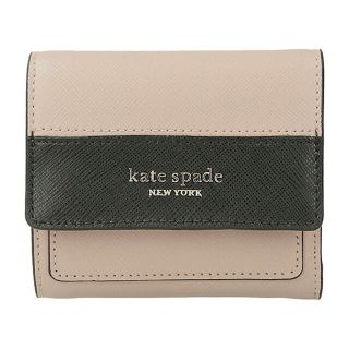 ケイトスペードニューヨーク(kate spade new york)の新品 ケイトスペード kate spade 2つ折り財布 トライフォールド フラップ ウォレット ウォームベージュ/ブラック(財布)