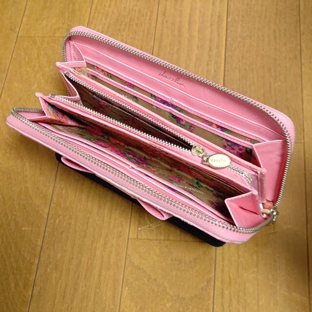 未使用!dazzlin☆ラウンドファスナー長財布 ピンク×ダークブラウン