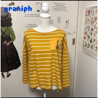 グラニフ(Design Tshirts Store graniph)の🌼最終価格🌼#89 グラニフ マスタード ボーダー ハイカットスニーカー刺繍(Tシャツ(長袖/七分))