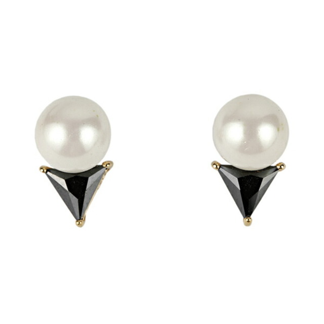 新品 ケイトスペード kate spade ピアス TRIANGLE PEARL STUDS ジェット