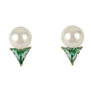 ケイトスペードニューヨーク(kate spade new york)の新品 ケイトスペード kate spade ピアス TRIANGLE PEARL STUDS グリーン 緑(ピアス)