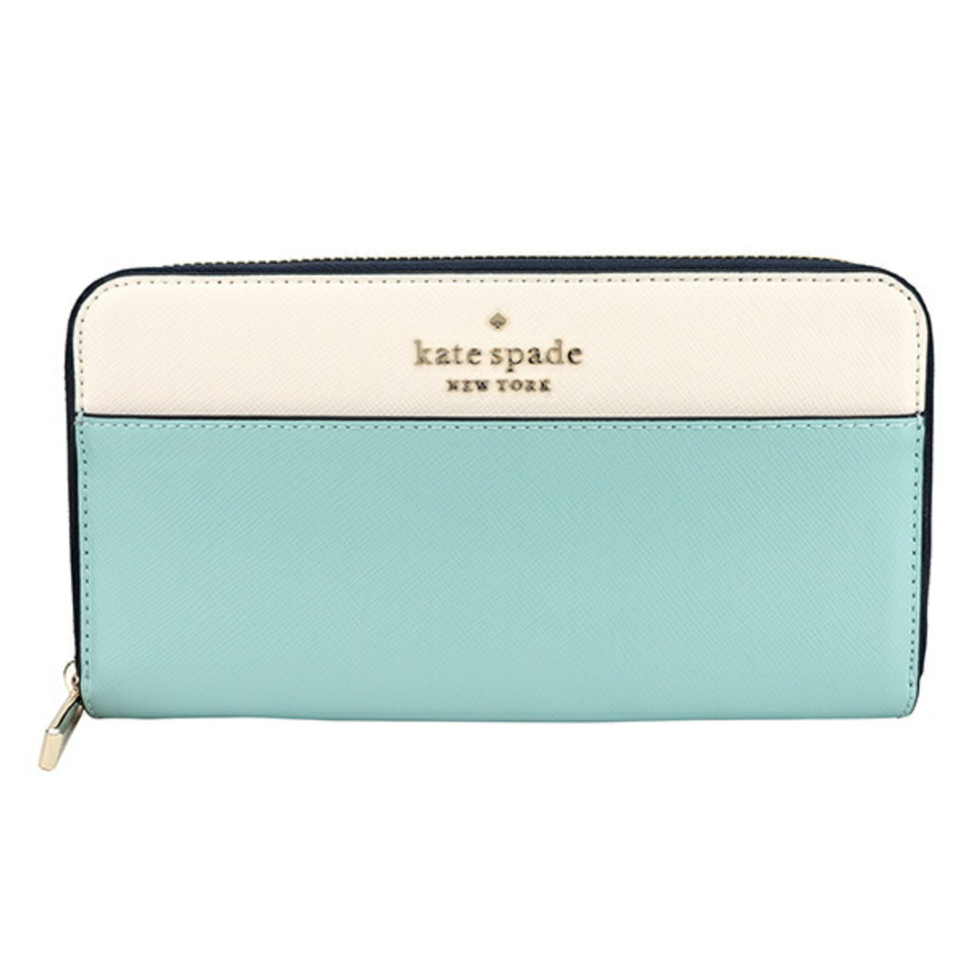 新品 ケイトスペード kate spade 長財布(ラウンドファスナー) カラーブロック ラージ コンチネンタルウォレット ライトブルー 水色