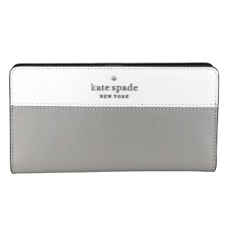 ケイトスペードニューヨーク(kate spade new york)の新品 ケイトスペード kate spade 長財布 カラーブロック ラージ スリム バイフォールド ウォレット グレー ホワイト 白(財布)