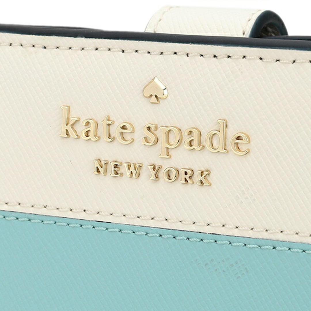 新品 ケイトスペード kate spade 2つ折り財布 カラーブロック ミディアム コンパクト バイフォールド ウォレット ライトブルー 水色