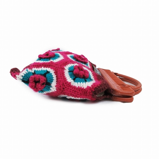 Marni(マルニ)の美品 マルニ クロシェ ニット ハンド トート バッグ フラワーモチーフ ロゴ レディースのバッグ(ハンドバッグ)の商品写真