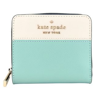 ケイトスペードニューヨーク(kate spade new york)の新品 ケイトスペード kate spade 2つ折り財布 カラーブロック スモール ジップ アラウンド ウォレット ライトブルー 水色(財布)