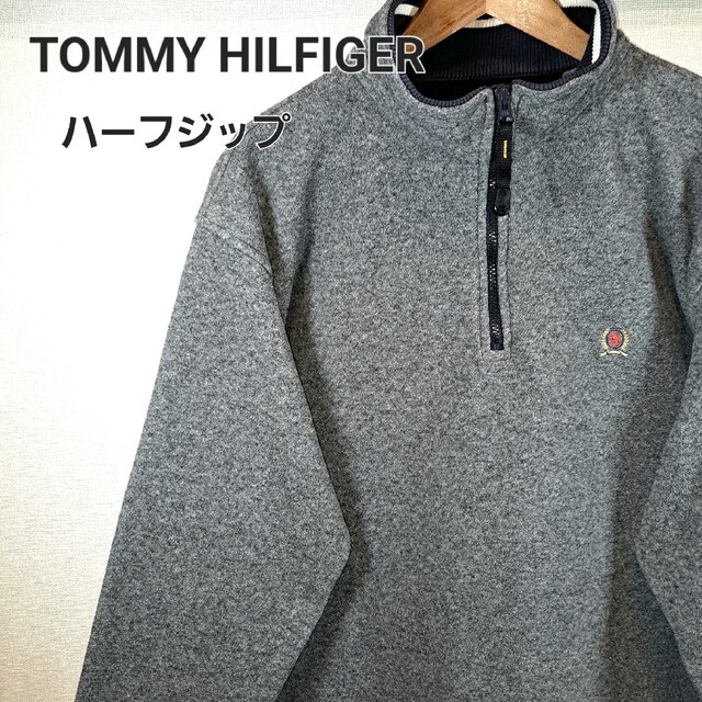 TOMMY HILFIGER、トミーヒルフィガー、ハーフジップフリース、ビッグ ...