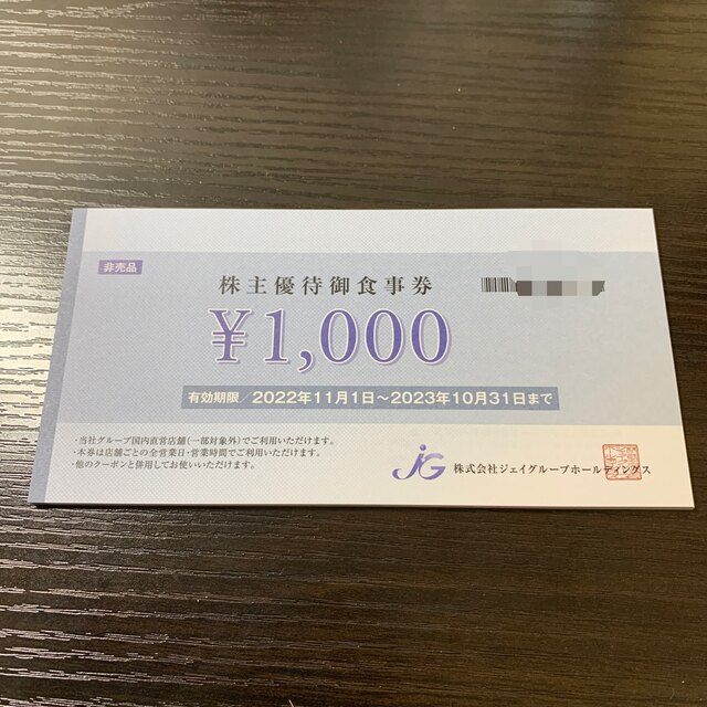 ジェイグループホールディングス　株主優待券　15000円分
