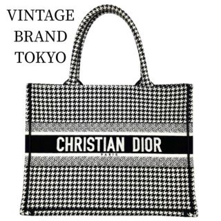 ディオール(Dior)の【ブラックフライデー】Dior ディオール トートバッグ ブックトート ミディアムバッグ ハウンドトゥース エンブロイダリー ハンドバッグ ロゴ 千鳥格子 M1296ZRPI-M081 キャンバス    ブラック 黒 ホワイト 白 レディース 人気【中古品】(トートバッグ)