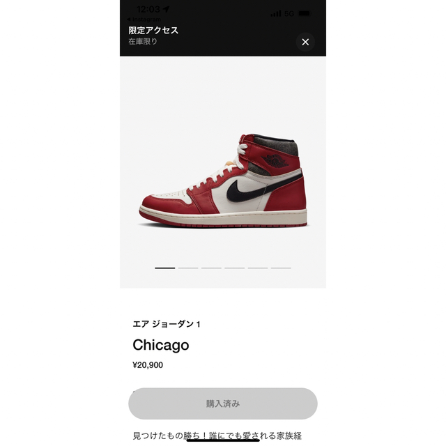 NIKE(ナイキ)のAir Jordan 1 CHICAGO メンズの靴/シューズ(スニーカー)の商品写真