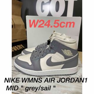 ナイキ(NIKE)のNIKE WMNS AIR JORDAN1 MID " grey/sail "(スニーカー)