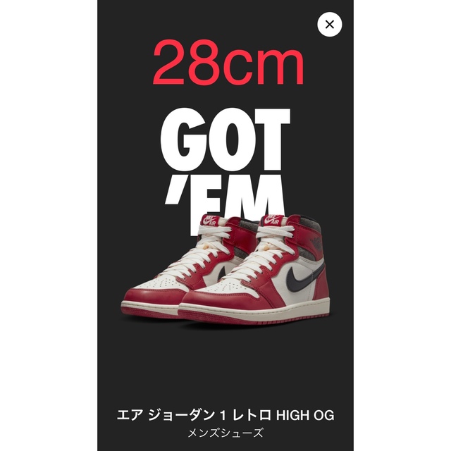 スニーカー NIKE AIR JORDAN1 CHICAGO 28cm ジョーダン1 シカゴ