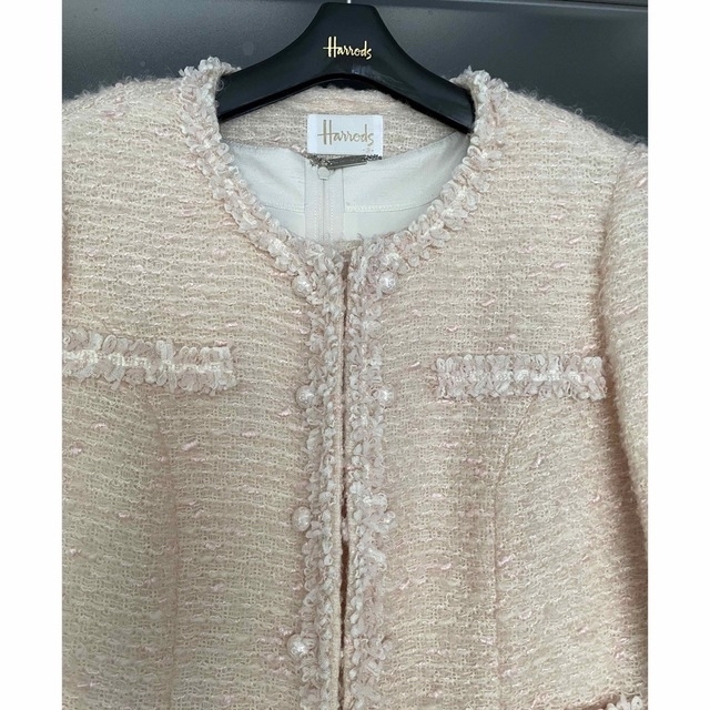 Harrods - ハロッズ ワンピース ジャケット スーツ ツィード ピンクの