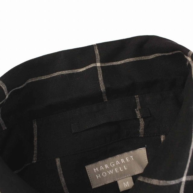 MARGARET HOWELL(マーガレットハウエル)のマーガレットハウエル 17SS シャツ リネン ウィンドウペンチェック M 黒 メンズのトップス(シャツ)の商品写真